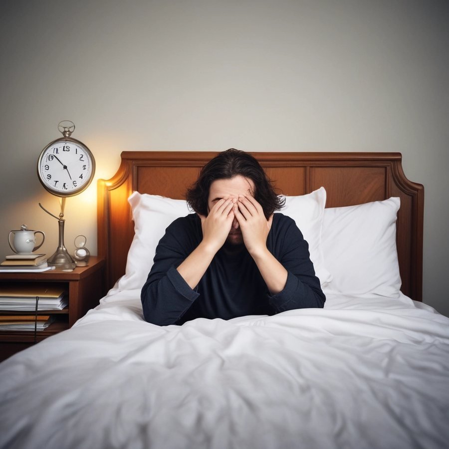 Persona sveglia nel letto durante la notte